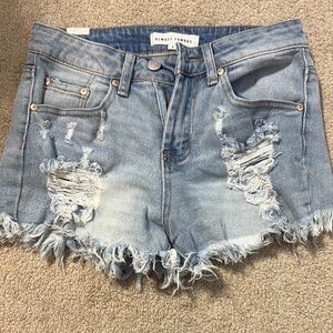 Almost Famous Women's Distressed Denim Shorts - Blue